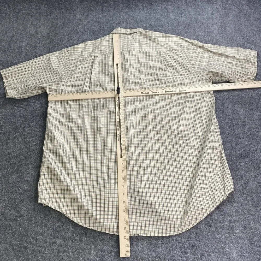 Vintage Y2K Nautica Shirt Men's‎ L Beige Gray Check Preppy Golf Coastal Classic